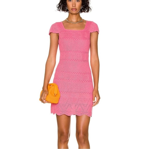 LoveShackFancy Elvirie Mini Dress Strawberry Bubblegum Pink NWT - Picture 5 of 7